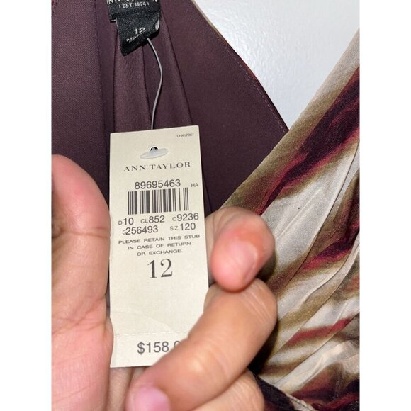 NWT Ann Taylor Brown & Beige Zebra Print Spaghetti Strap Midi Dress Women's Size - Picture 8 of 11